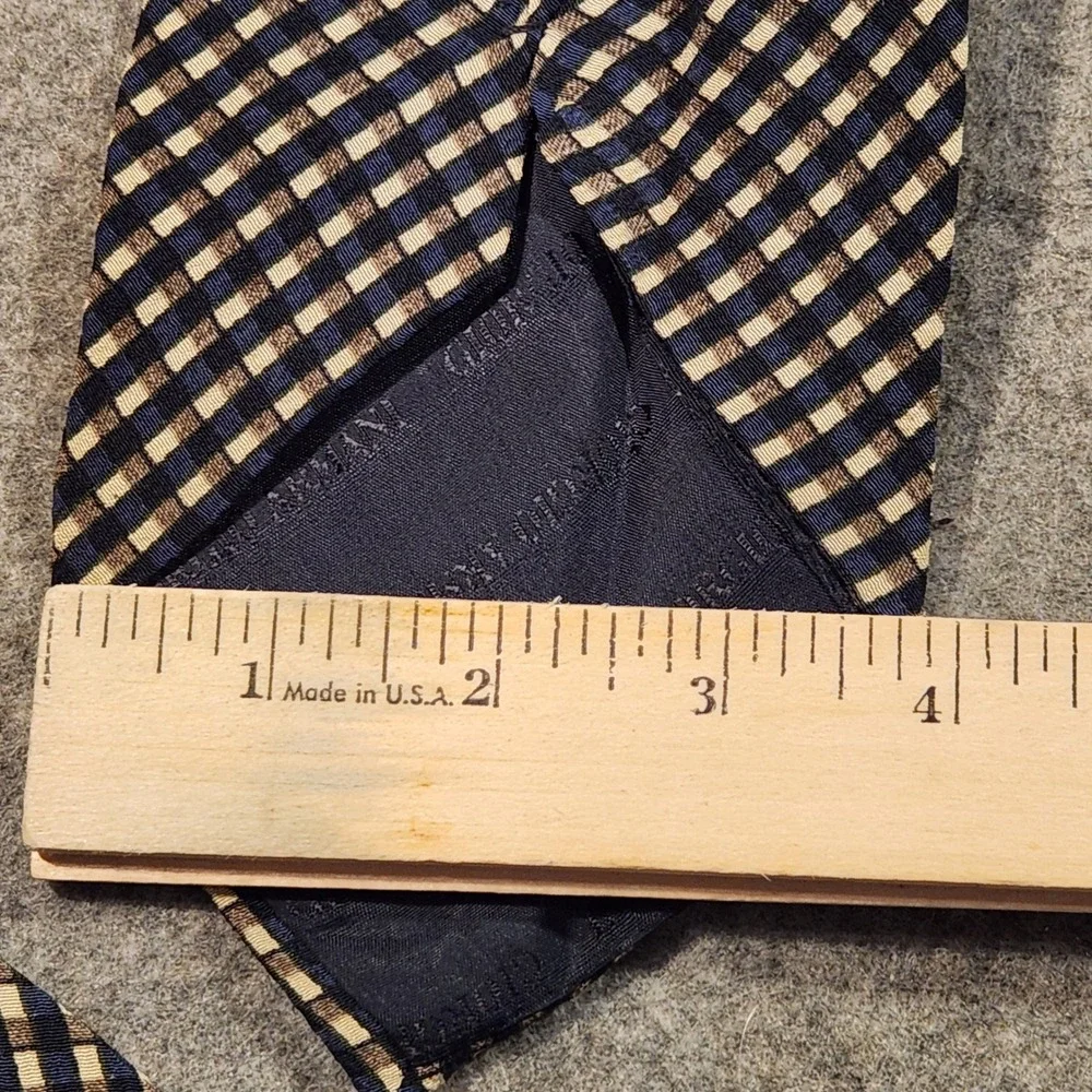 Vintage Giorgio Armani Silk Tie‎ Cravatte Blue Beige Geometric Made in Italy